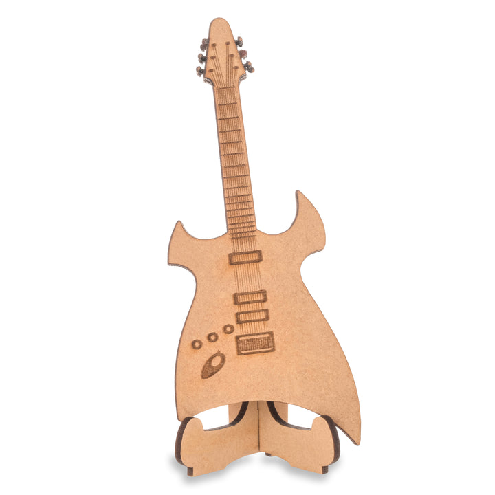 wooden Guitar Plectrum In Guitar Shaped Box With Folding Stand
