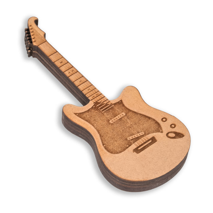 Wooden Plectrum With A Guitar Shaped Magnetic Holder And Folding S