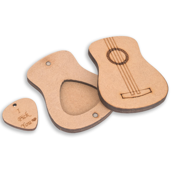 Wood Guitar Plectrum with a Wooden Magnetic Holder Box