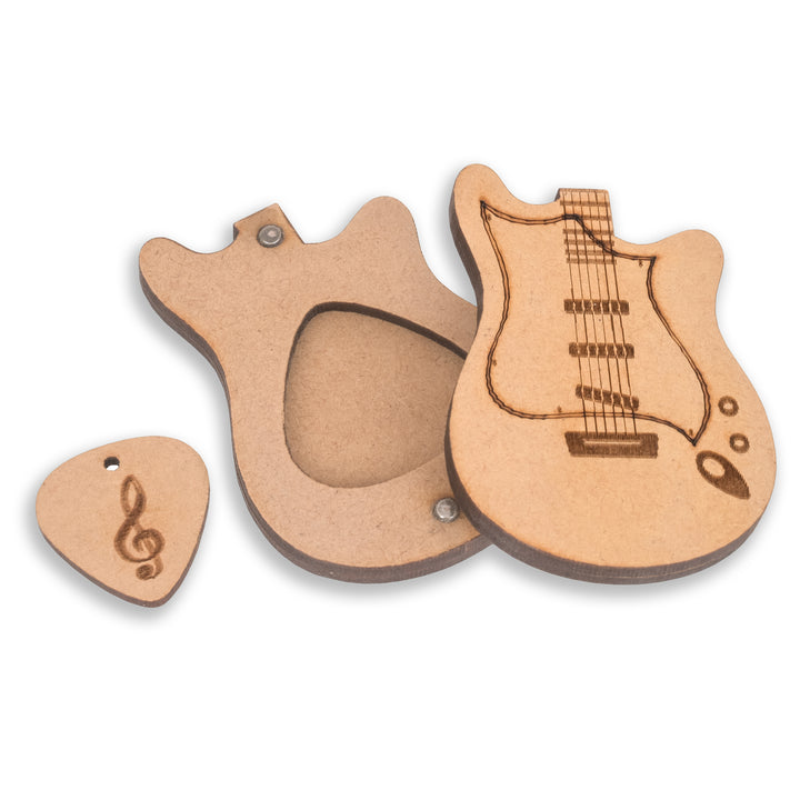 Guitar Plectrum with a Wooden Magnetic Holder Box