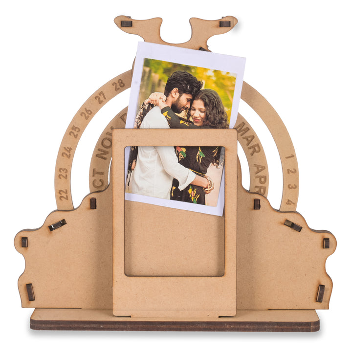 Wooden Lifetime Table Calendar With Polaroid | Perpetual Calendar