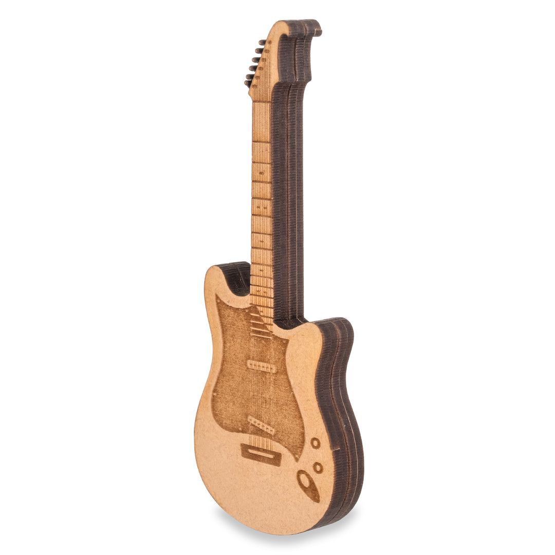 Wooden Plectrum With A Guitar Shaped Magnetic Holder And Folding S