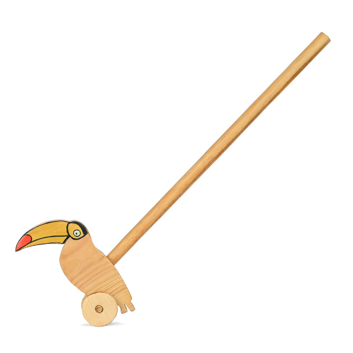 Personalized Wood Push Toy For 1 Year Old | Wooden Toddler Toys | Toucan Bird