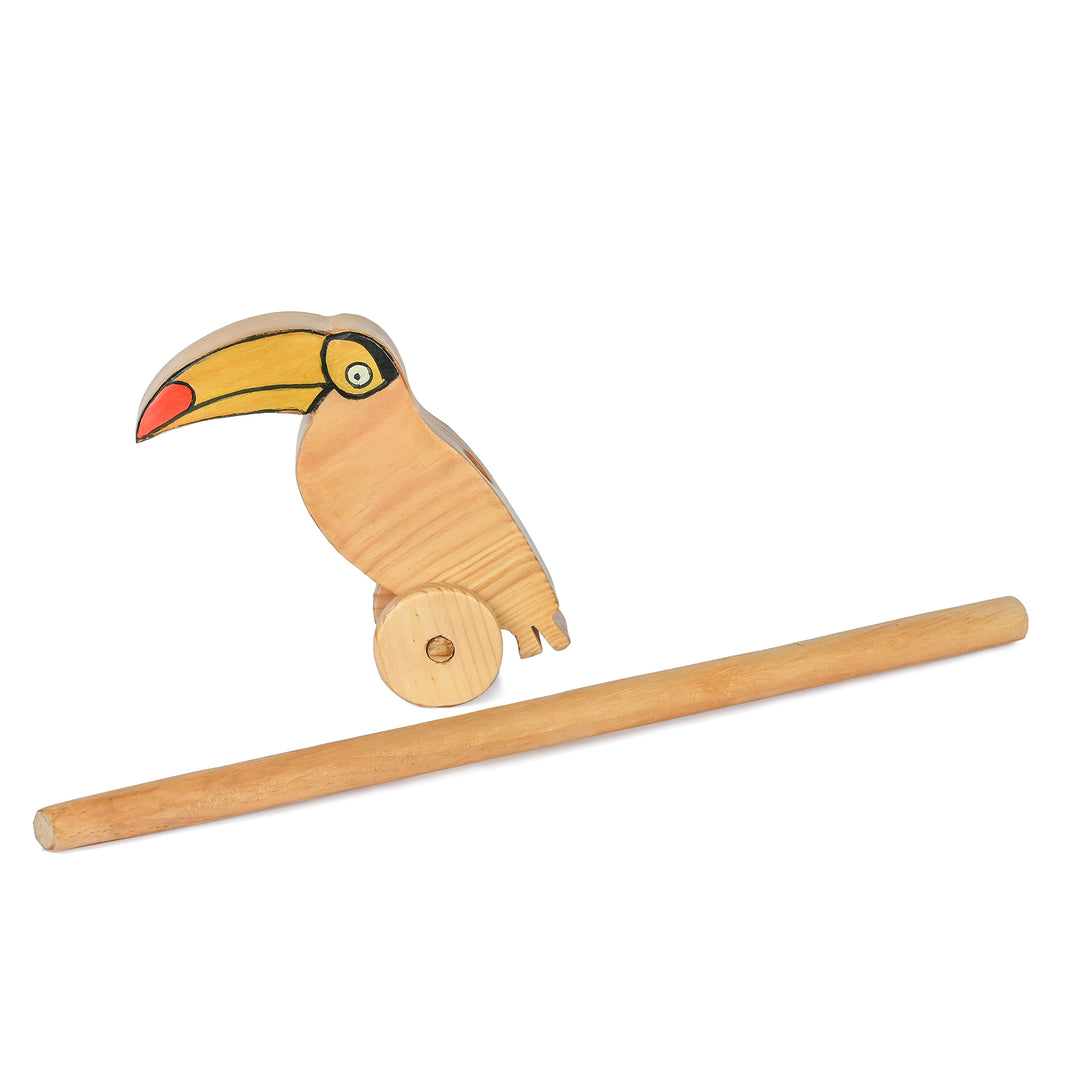 Personalized Wood Push Toy For 1 Year Old | Wooden Toddler Toys | Toucan Bird