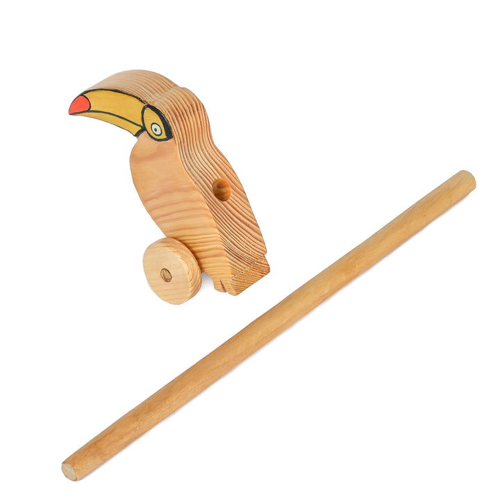 Personalized Wood Push Toy For 1 Year Old | Wooden Toddler Toys | Toucan Bird