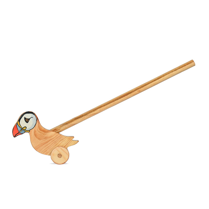 Wooden Organic Montessori Baby Toddler Push Wooden Kids Toy| Push And Pull Toddler Walking Toy | Puffin Bird