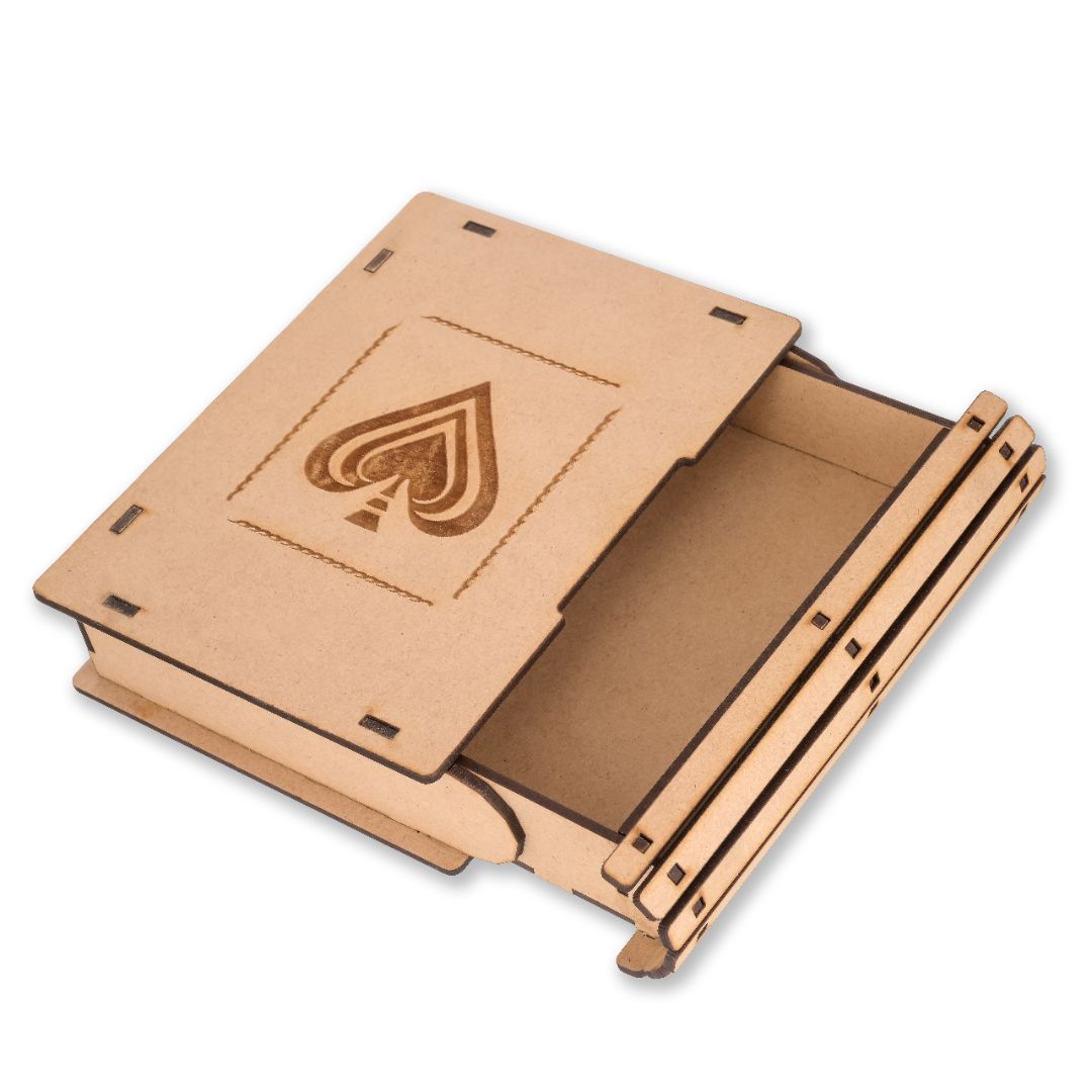 Wooden Playing Card Box Double Deck | Slider Card Holder Tray