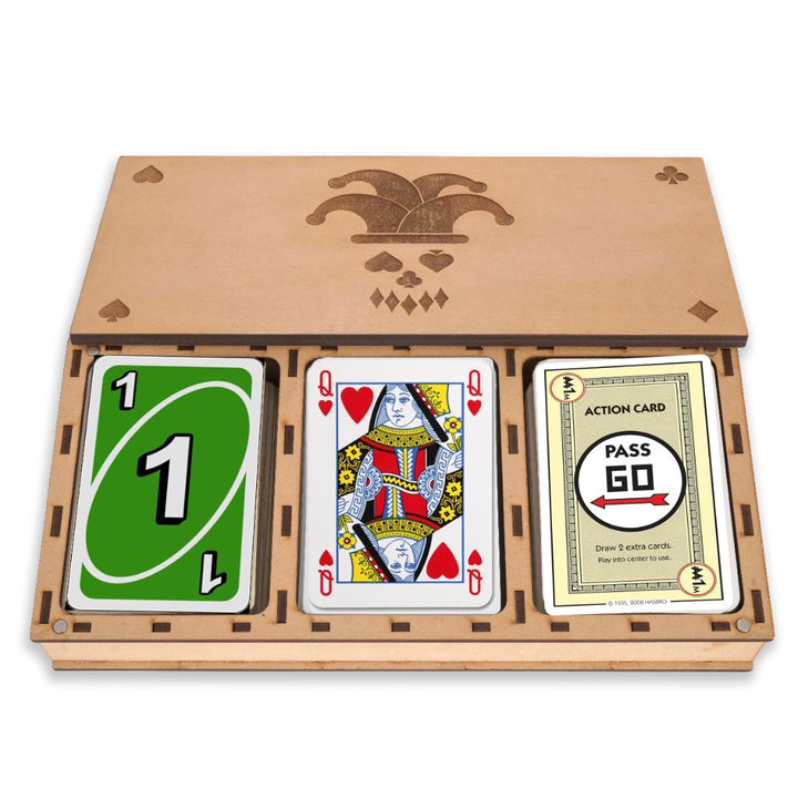 Custom Personalized Wooden Playing Card Box| Three Deck Box