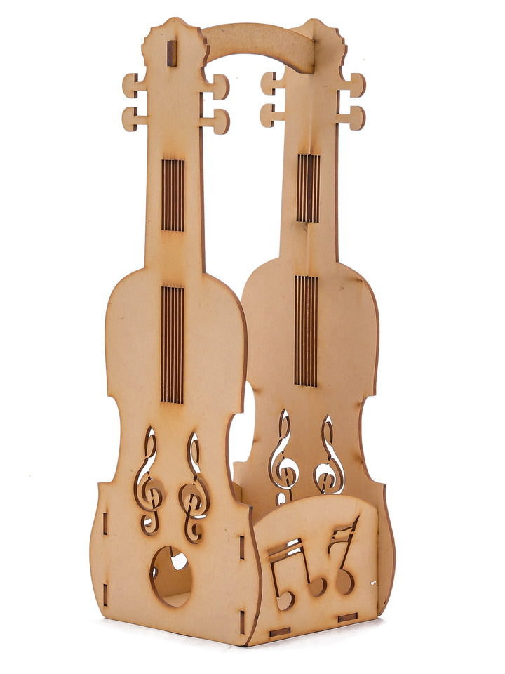 Wooden Guitar Shaped Wine Bottle Holder - The Engraved Store