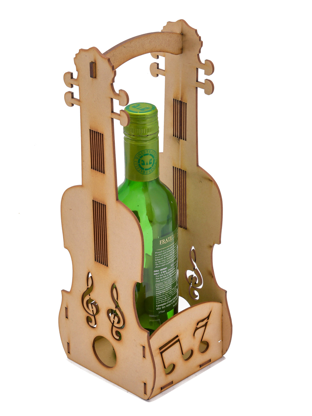 Wooden Guitar Shaped Wine Bottle Holder - The Engraved Store