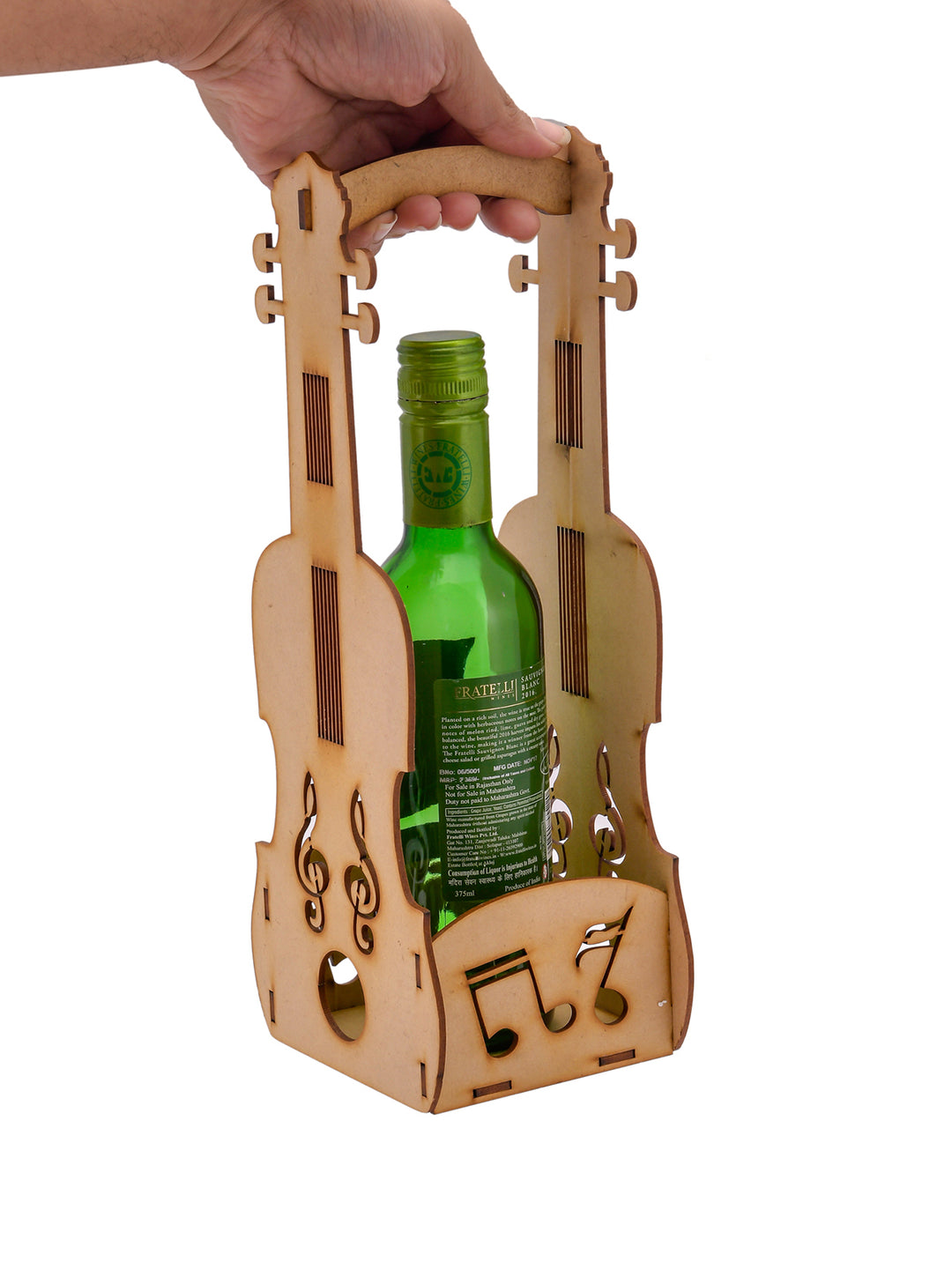 Wooden Guitar Shaped Wine Bottle Holder - The Engraved Store