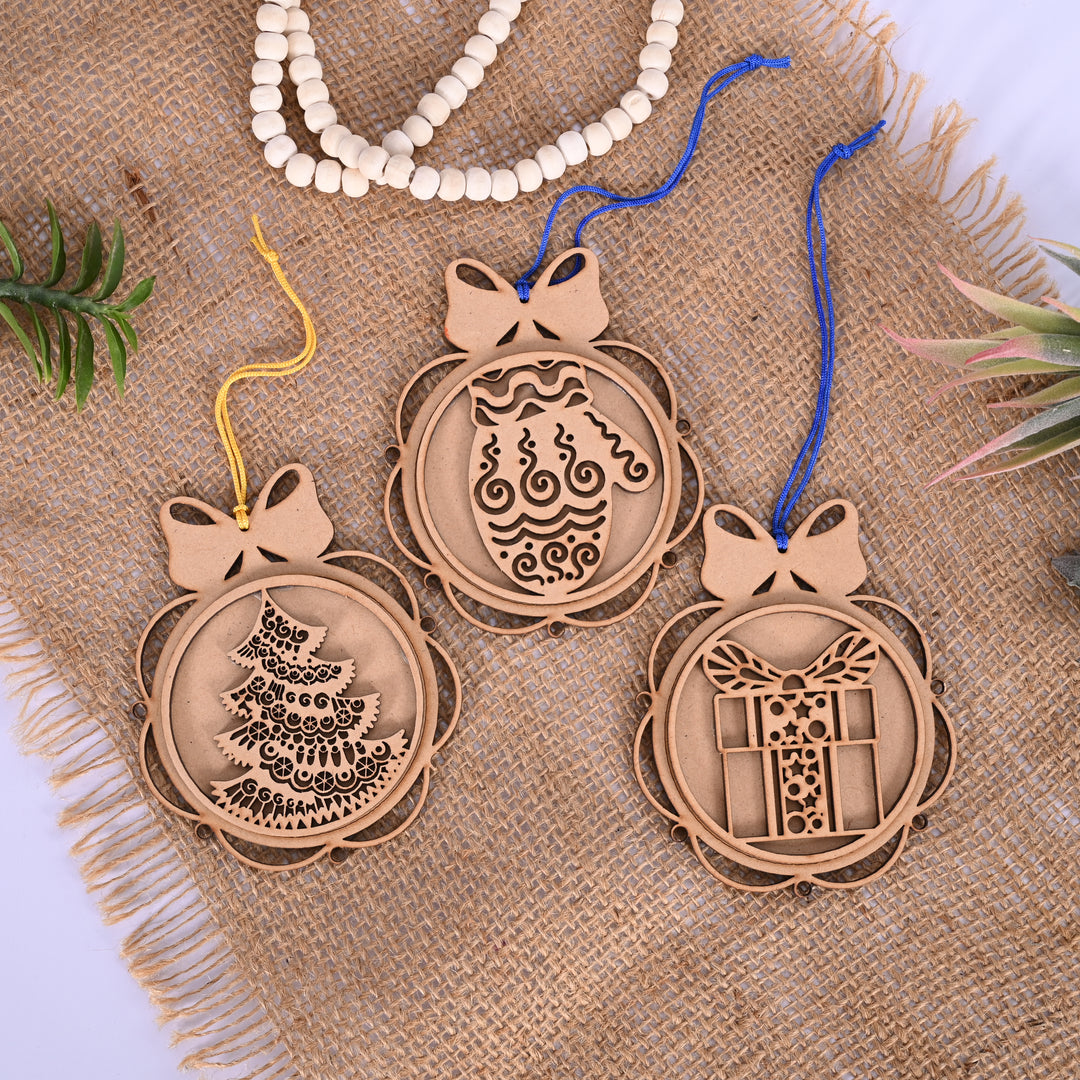 Wooden Christmas Hangings (Set of 3) - The Engraved Store