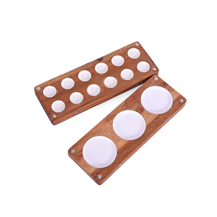 Wooden Colour Palette with Round Wells (12+3) - The Engraved Store