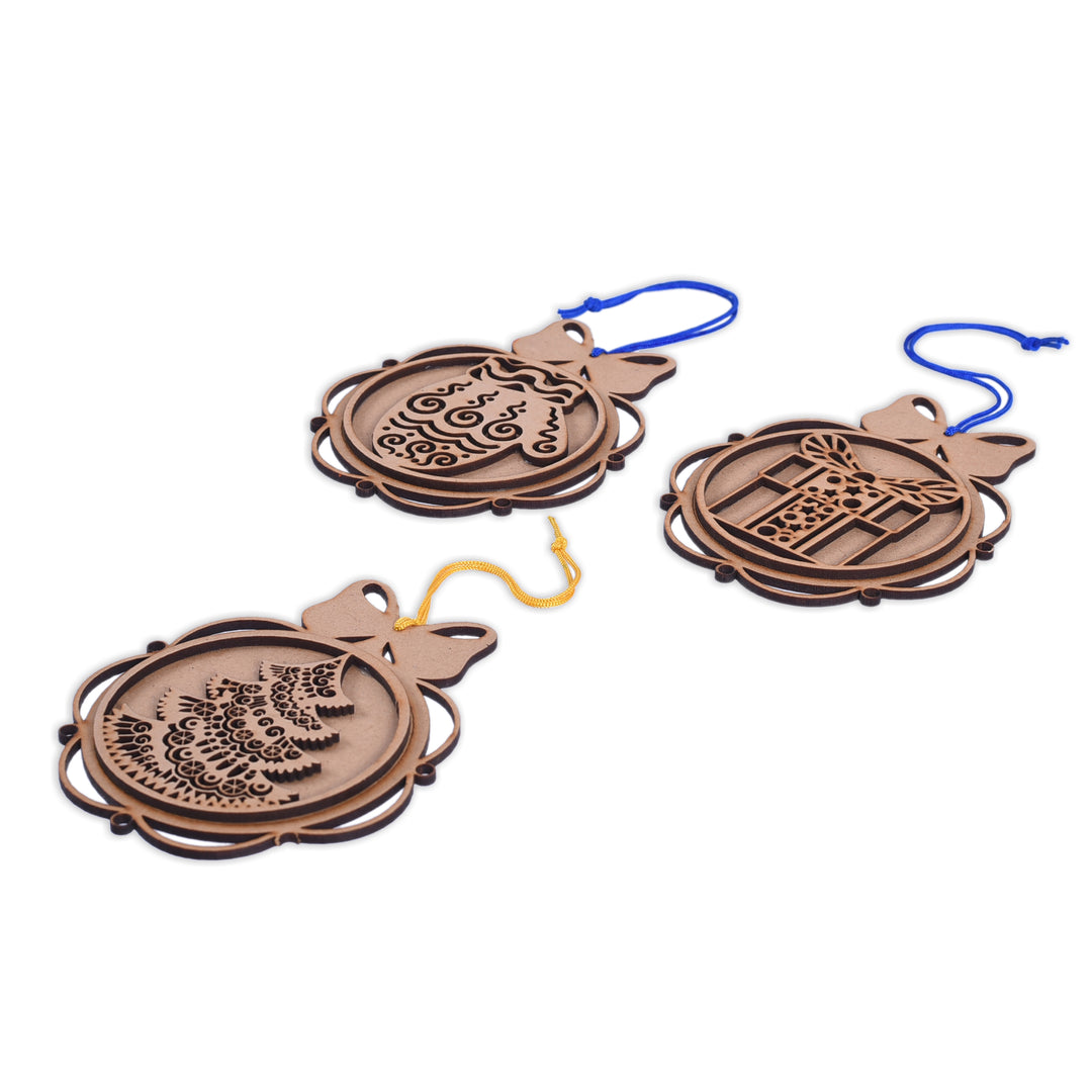 Wooden Christmas Hangings (Set of 3) - The Engraved Store