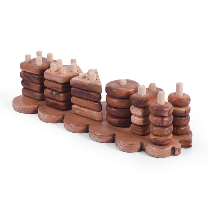 Wooden Caterpillar -Shaped Toy for Baby Toddler | Stacker Montessori Puzzle Game