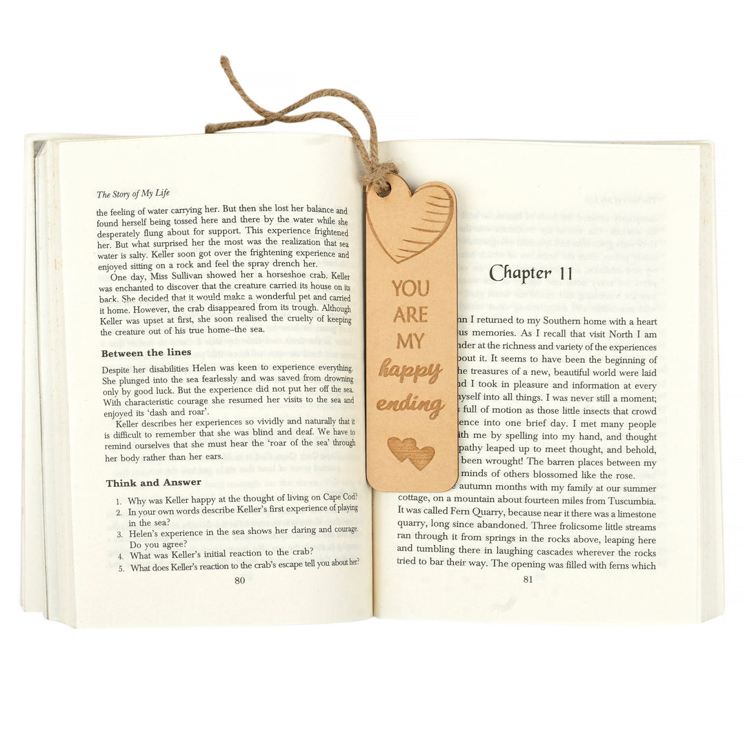 You are my happing ending - Personalised Wooden Bookmark - The Engraved Store
