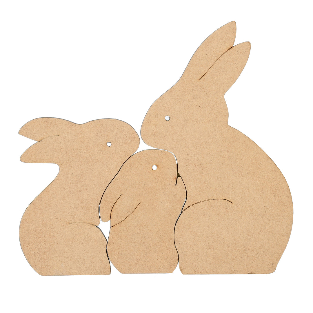Wooden Rabbit Family Puzzle Toy - The Engraved Store