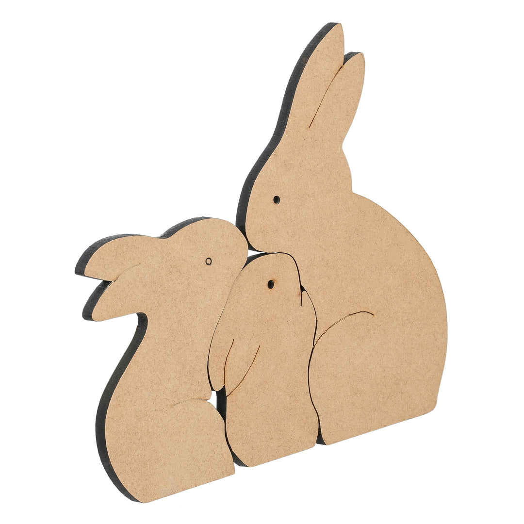 Wooden Rabbit Family Puzzle Toy - The Engraved Store
