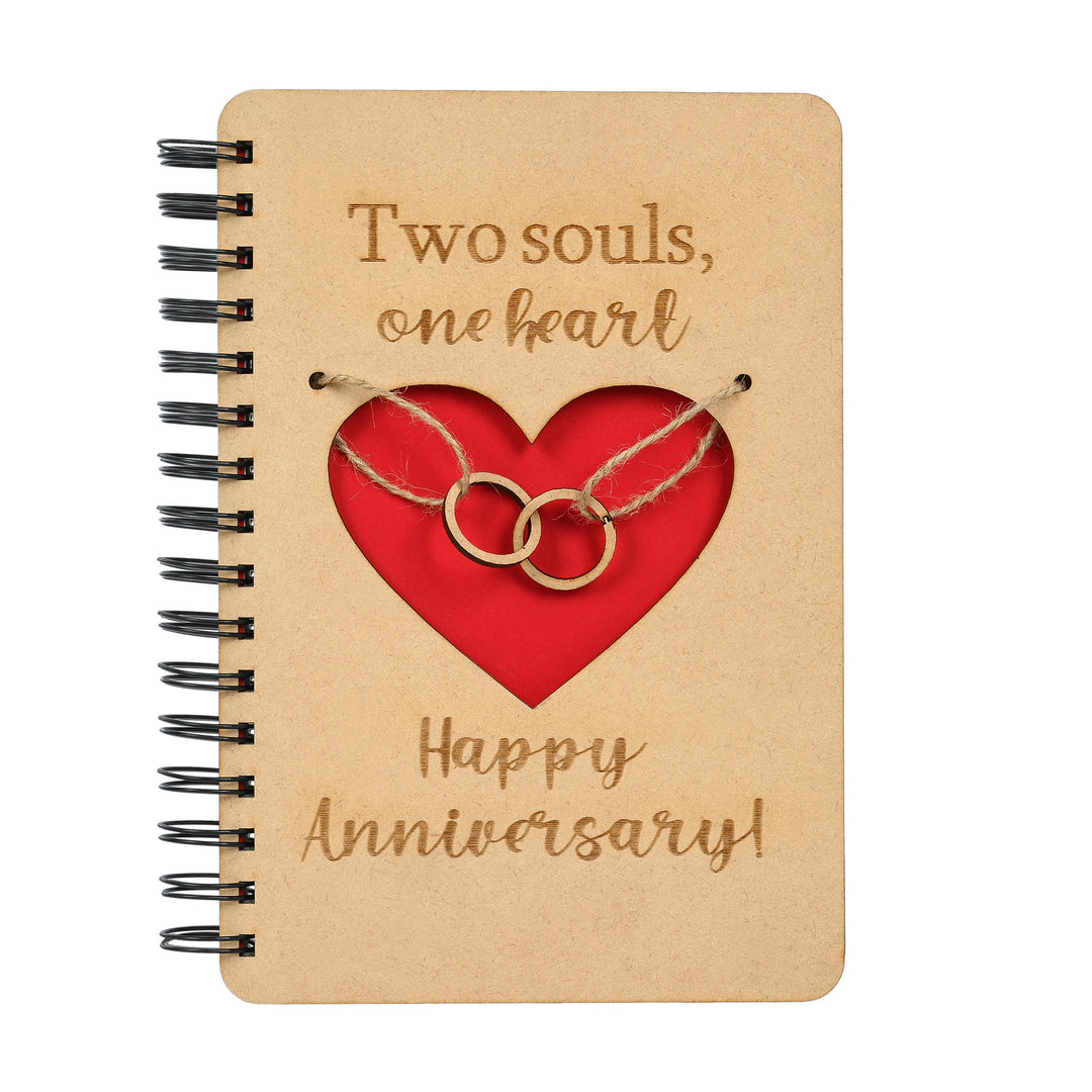 Two Soul One Heart on Wooden Diary | Notebook - The Engraved Store
