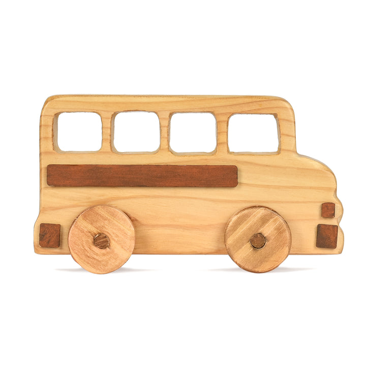 School Bus Push Toy In Wood - The Engraved Store