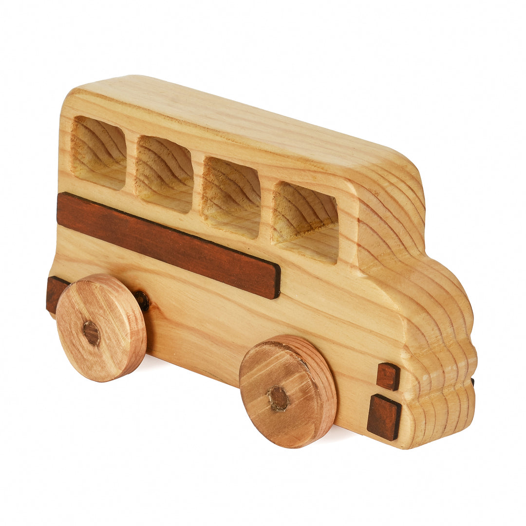 School Bus Push Toy In Wood - The Engraved Store
