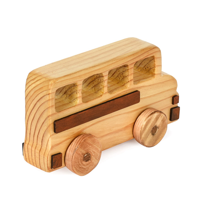 School Bus Push Toy In Wood - The Engraved Store