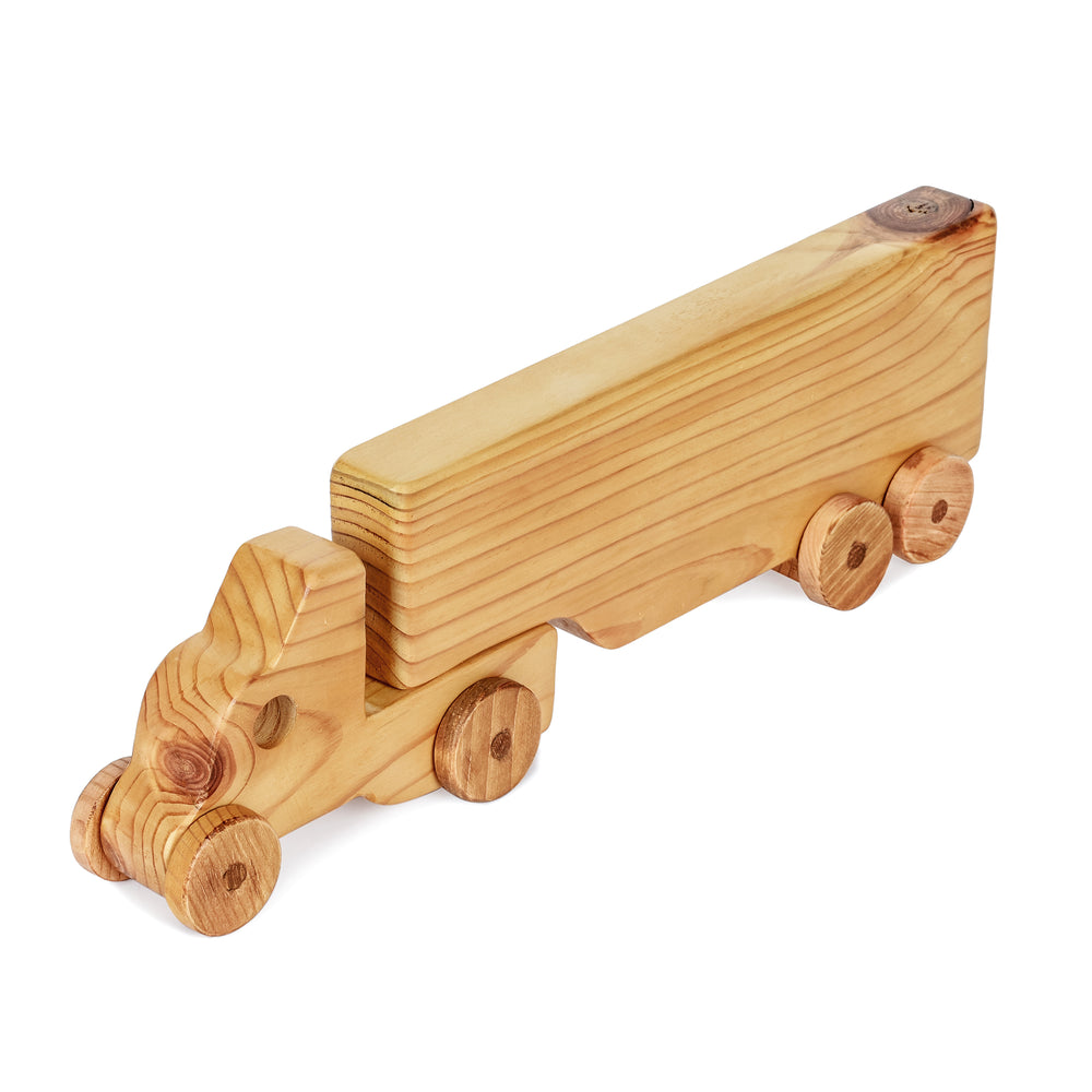 Long Truck With Container Push Toy in Wood - The Engraved Store