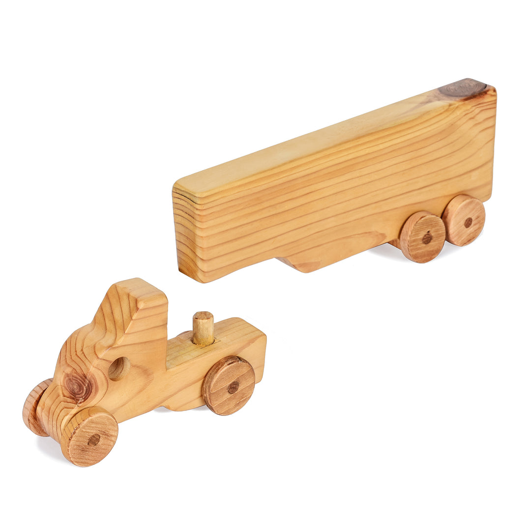 Long Truck With Container Push Toy in Wood - The Engraved Store