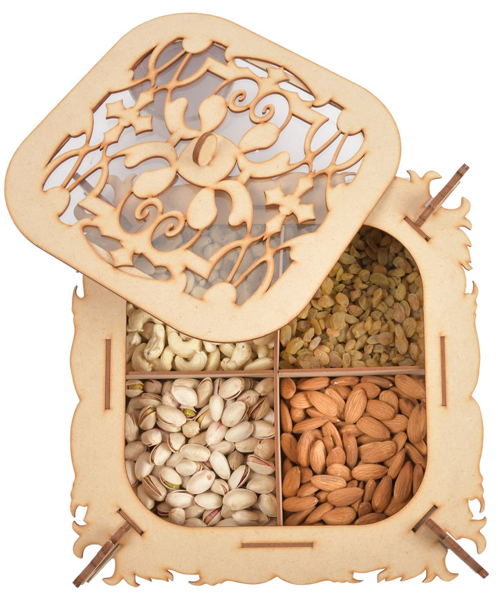 Wooden Square Box with Four Compartments - The Engraved Store