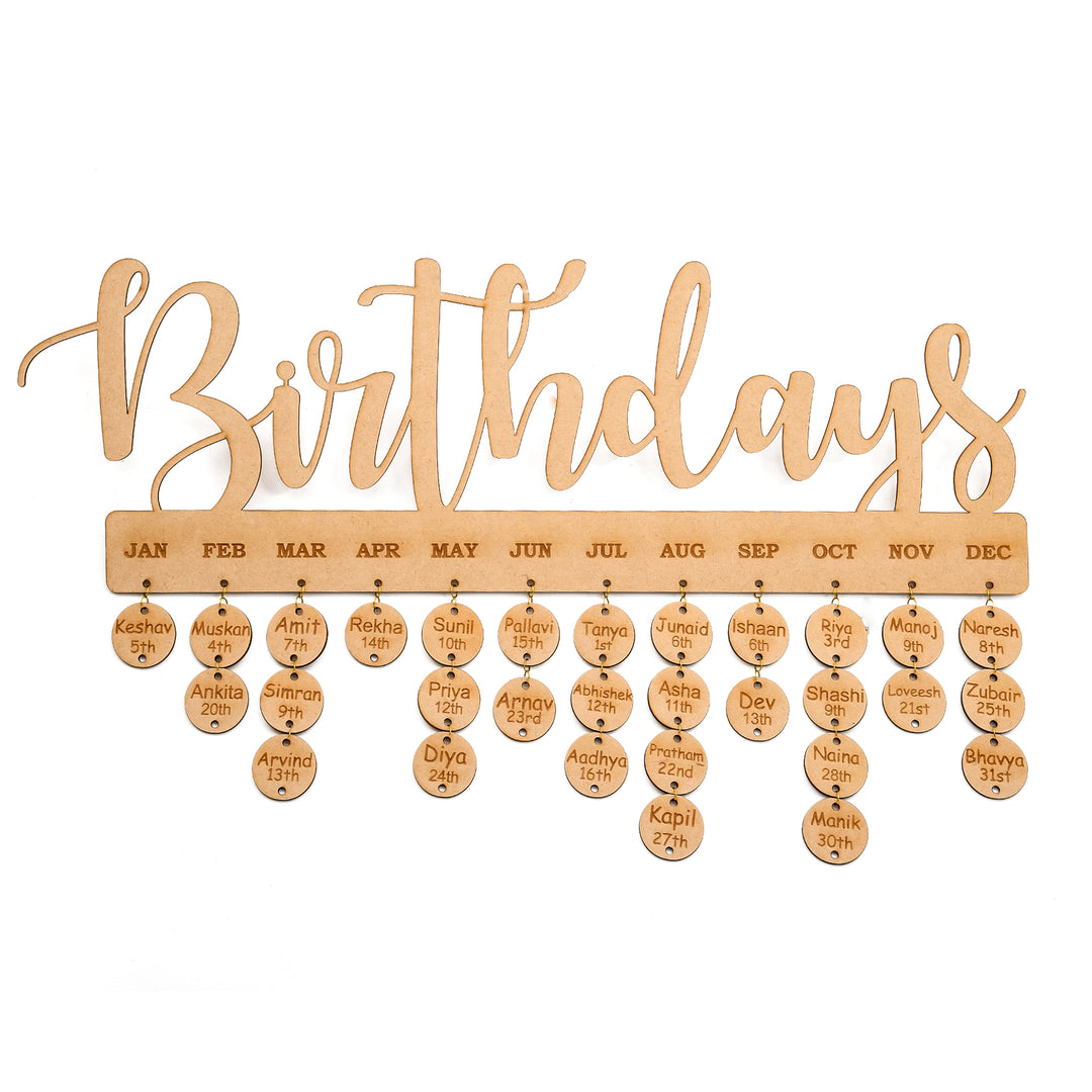 Personalised Wooden Birthday Calendar | Birthday Board - The Engraved Store