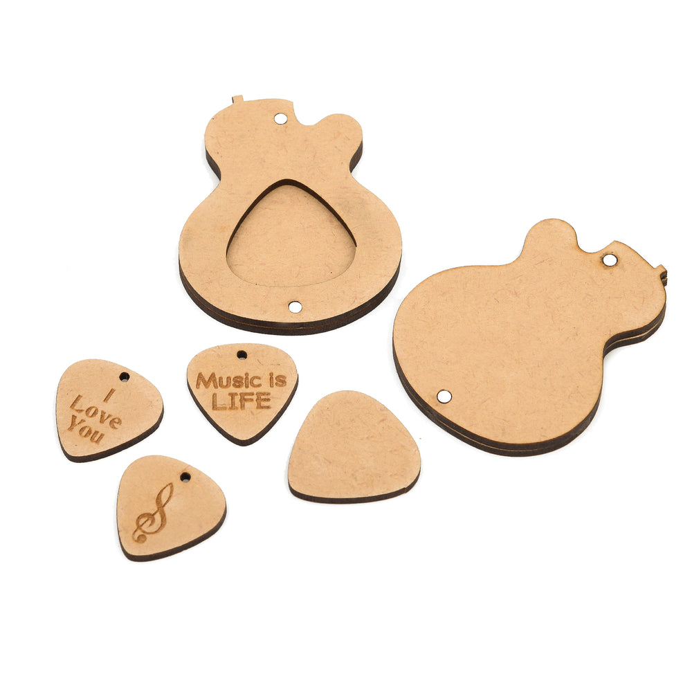 Personalised Guitar Picks with a Wooden Magnetic Holder Box - The Engraved Store