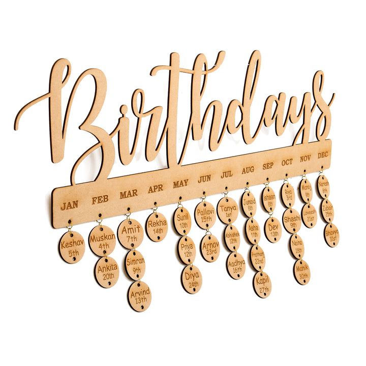 Personalised Wooden Birthday Calendar | Birthday Board - The Engraved Store