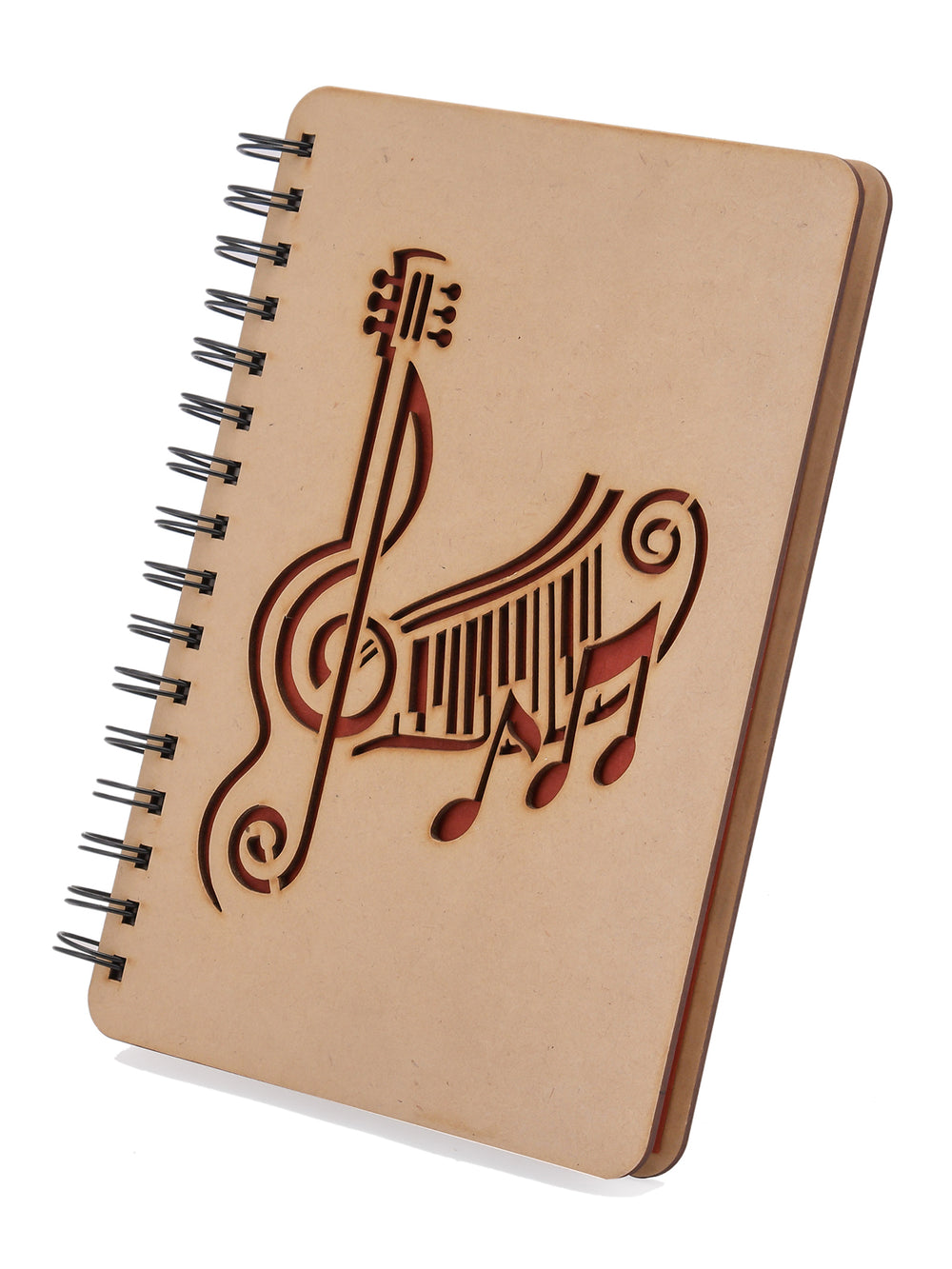 Guitar with Musical Notes | Wooden Diary - The Engraved Store