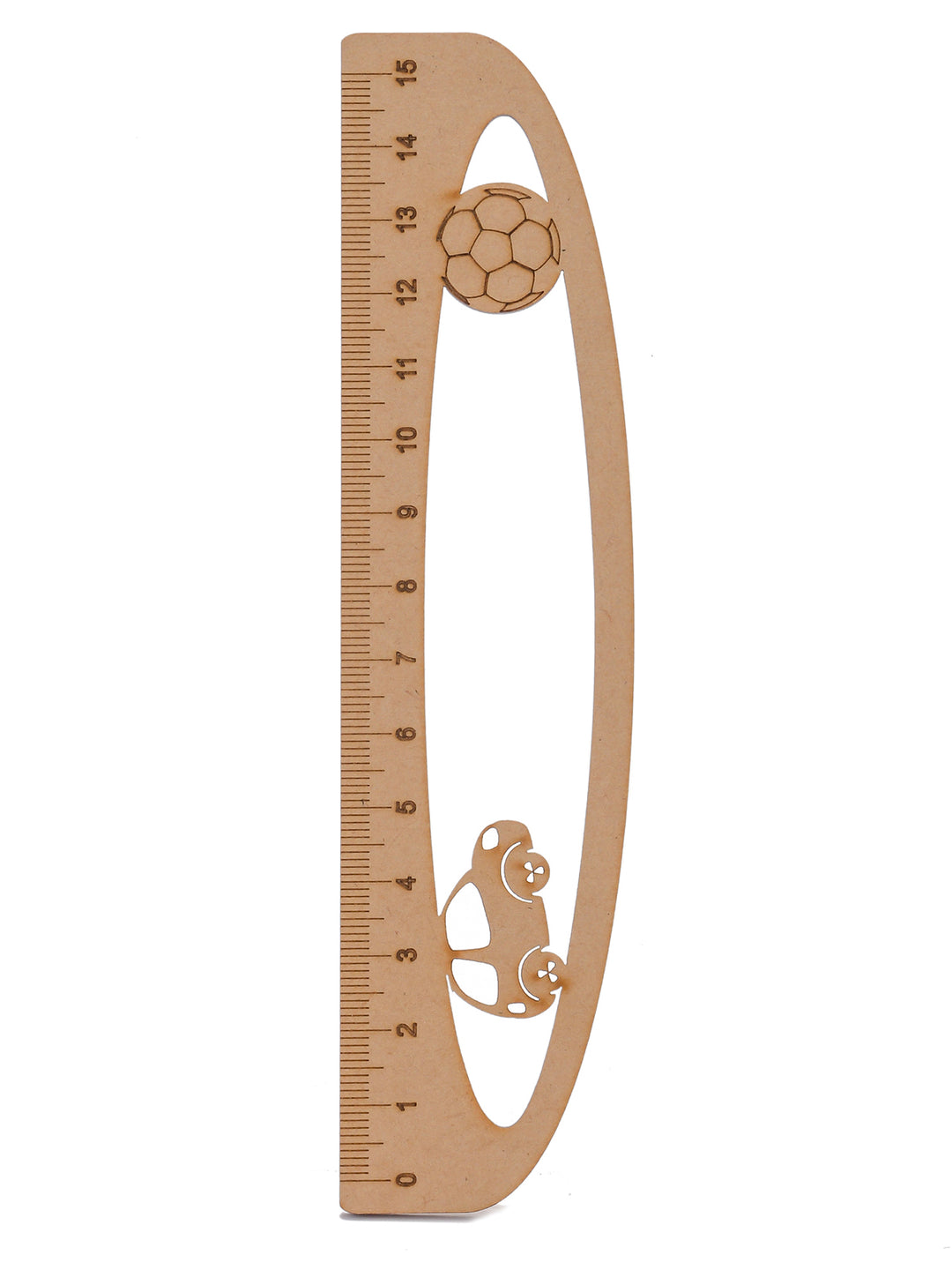 D Shape Car & Football Wooden Ruler | Scale 15 CMS - The Engraved Store