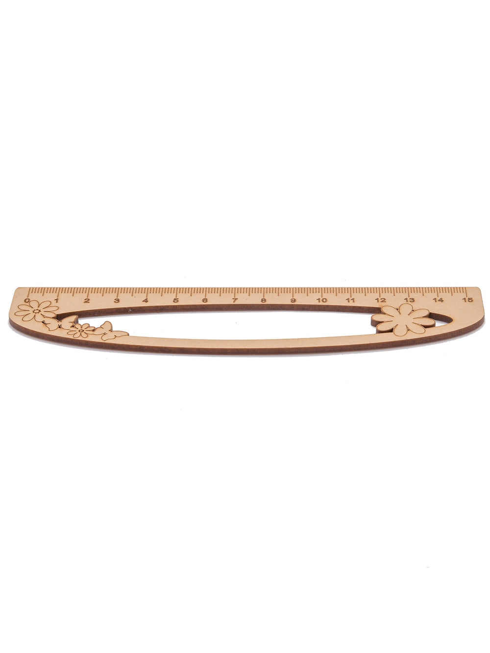 D Shape Flowers Wooden Ruler | Scale 15 CMS - The Engraved Store