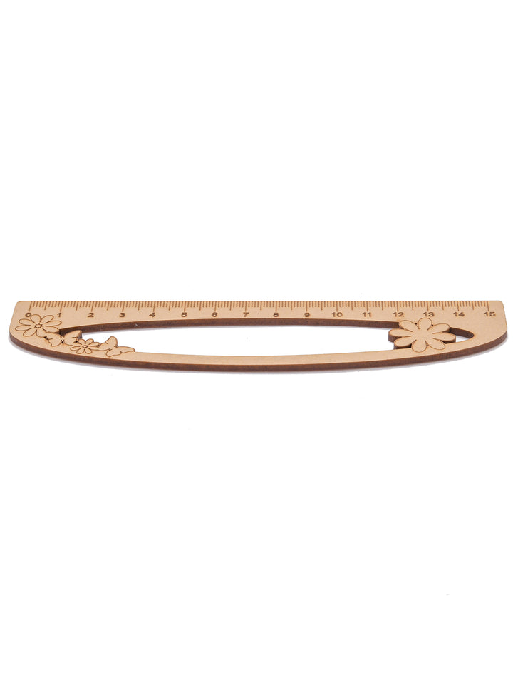 D Shape Flowers Wooden Ruler | Scale 15 CMS - The Engraved Store