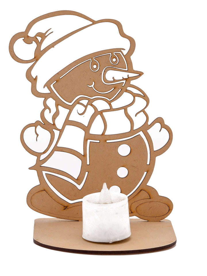 Wooden Snowman Tea-light Holder - The Engraved Store