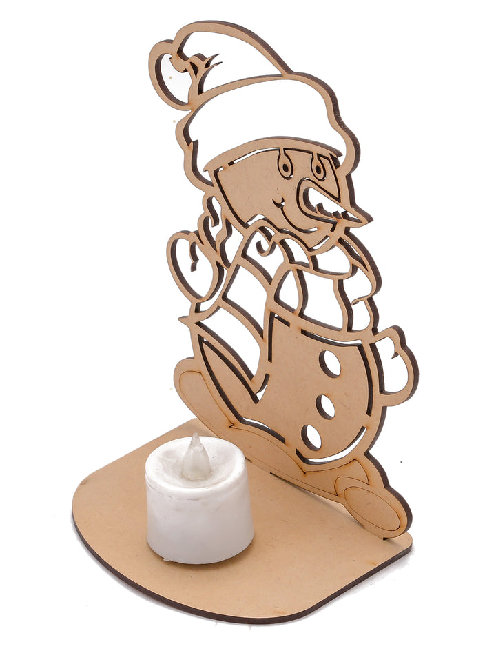 Wooden Snowman Tea-light Holder - The Engraved Store