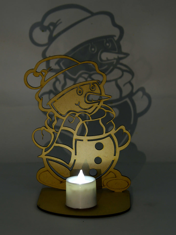 Wooden Snowman Tea-light Holder - The Engraved Store