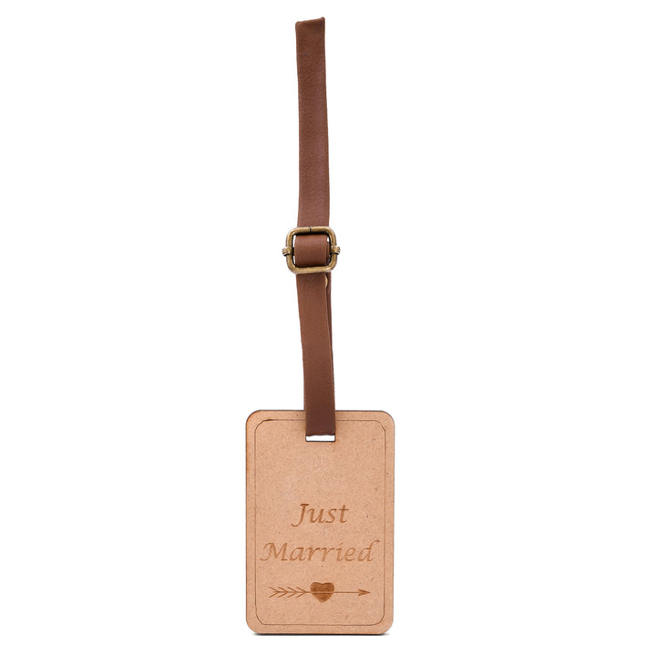 Just Married - Wooden Engraved Luggage Tag - The Engraved Store