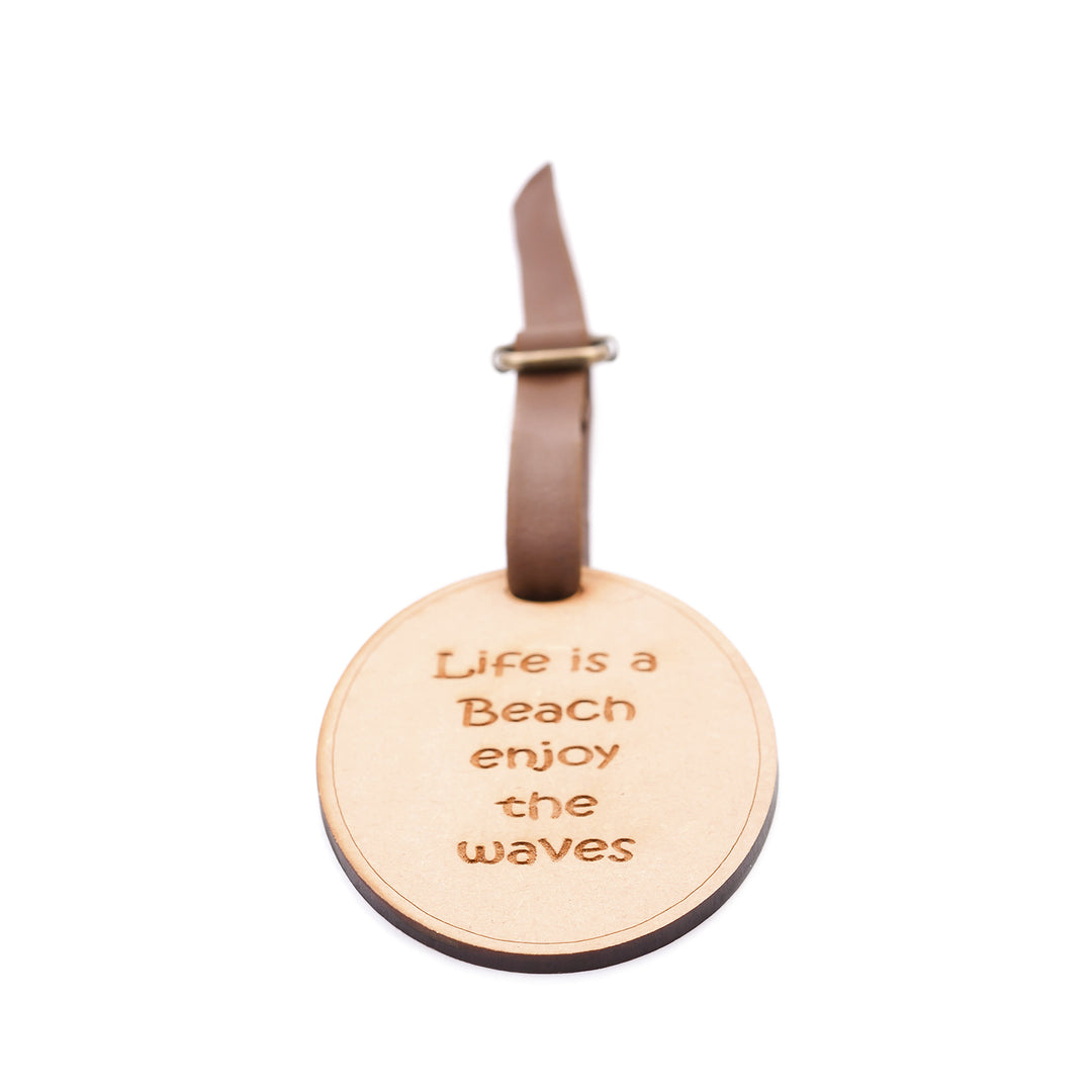 Life is a Beach Enjoy the Waves - Wooden Engraved Luggage Tag | Bag tag - The Engraved Store