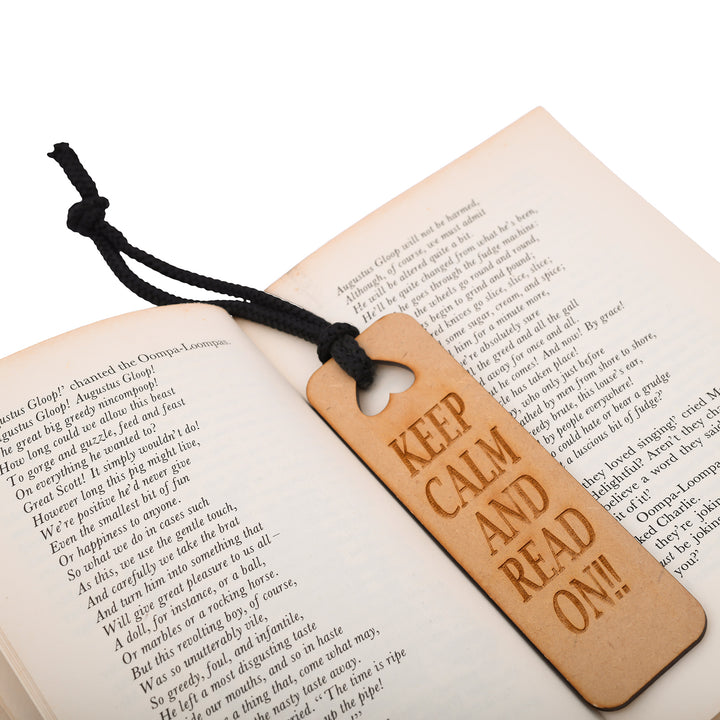 Keep calm & read on - Customised Wooden Bookmark - The Engraved Store