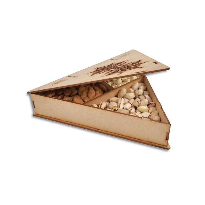 Wooden Triangle Dry Fruit Gifting Box - The Engraved Store