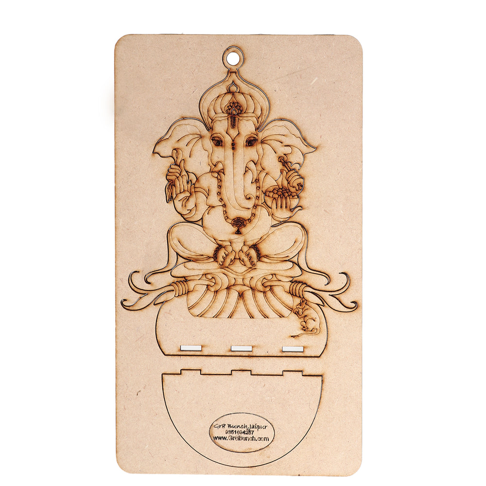 Wooden Ganesh Ji Tea light Holder - The Engraved Store