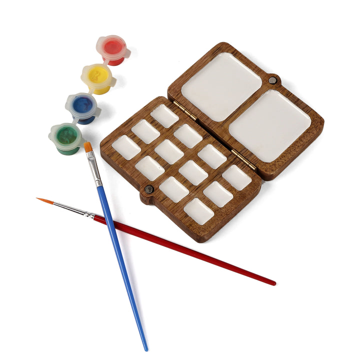 Portable Colour Palette | Wooden Painting Tray (12+2) - The Engraved Store