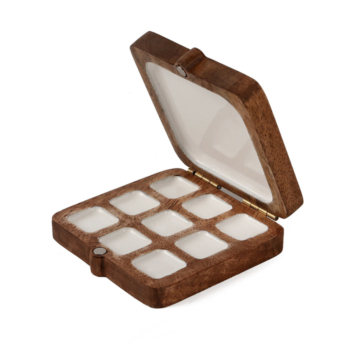 Portable Wooden Colour Palette | Tray For Painting | Wooden Colour Palette Box(9+1) - The Engraved Store