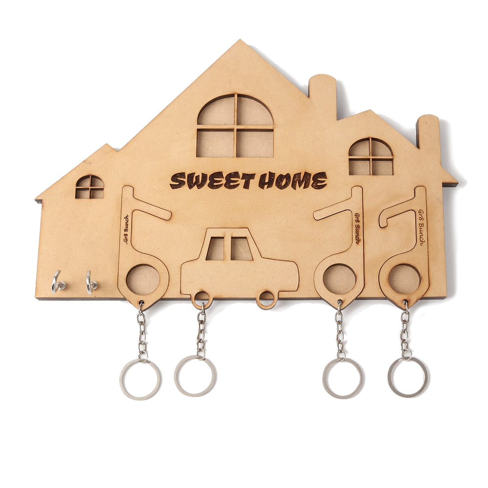 Pull-out House Keychain Holder with Three Covid Keys - The Engraved Store