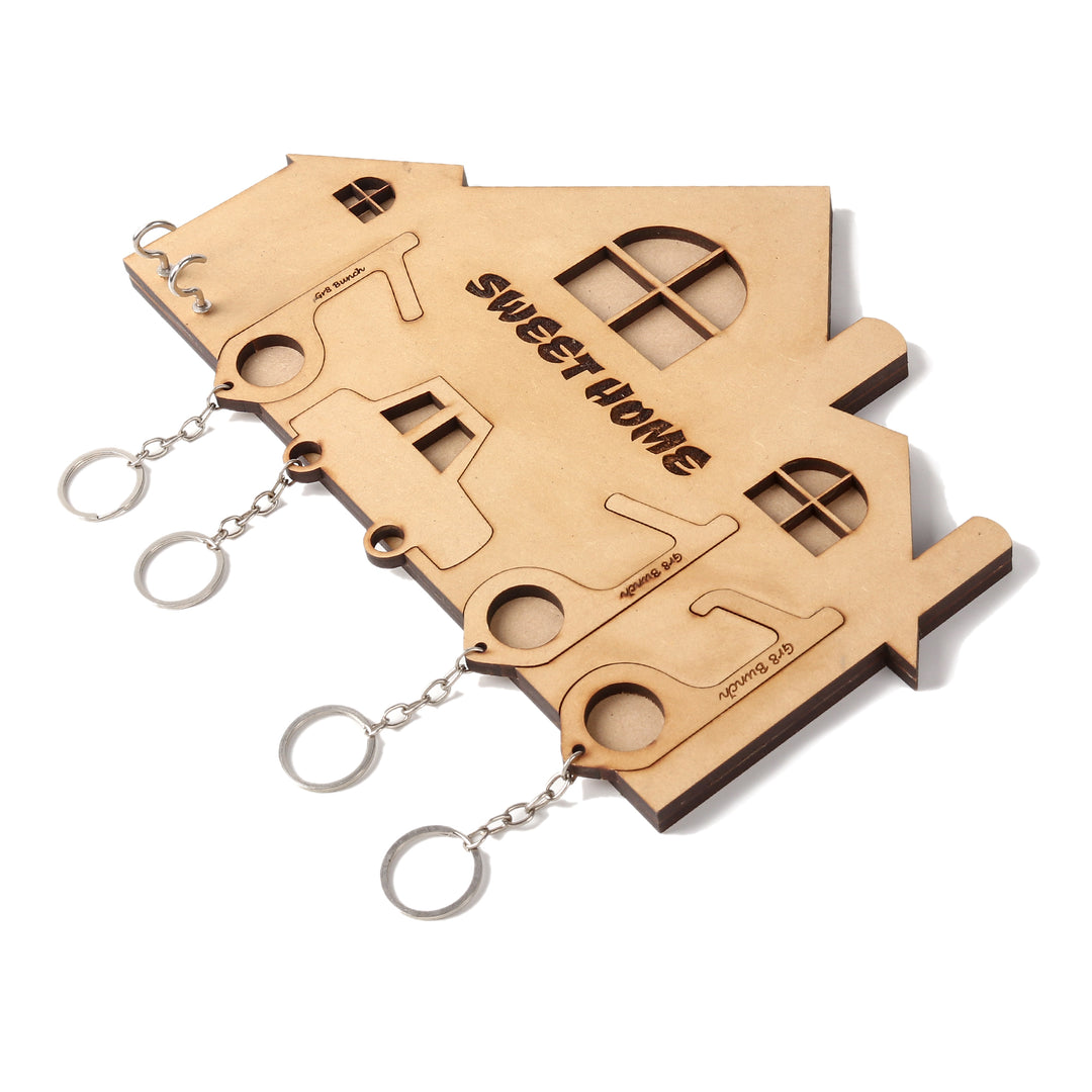 Pull-out House Keychain Holder with Three Covid Keys - The Engraved Store