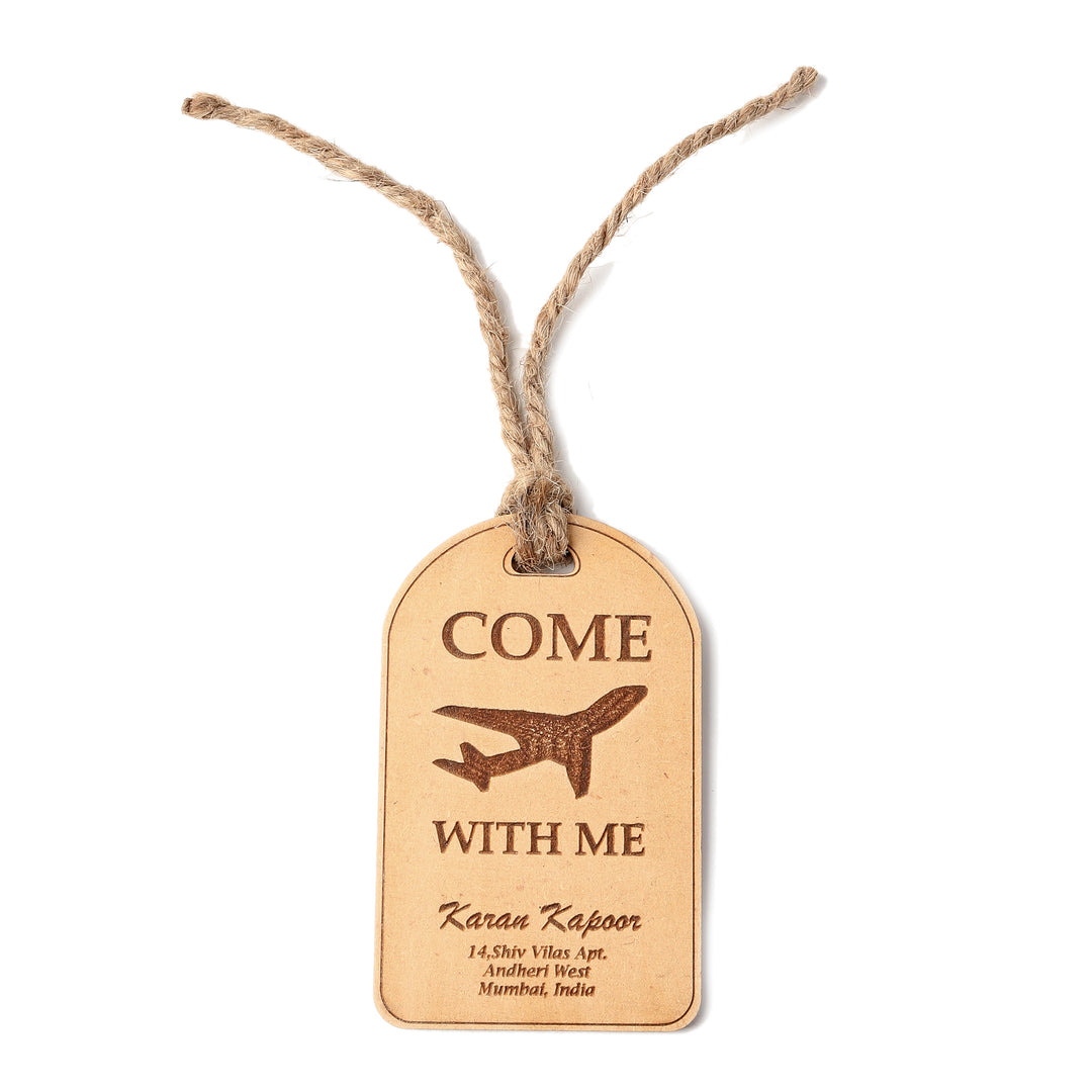 Personalised Wooden Luggage Tag - Come Fly With Me - The Engraved Store