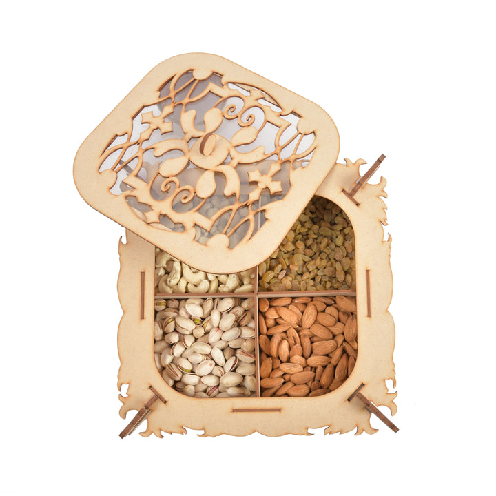 Wooden Square Box with Four Compartments - The Engraved Store